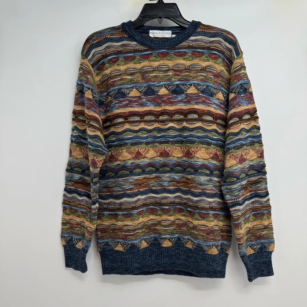 Fantasie di Settembre Italy Made 90's Crew 3D Knit Sweater Size 48